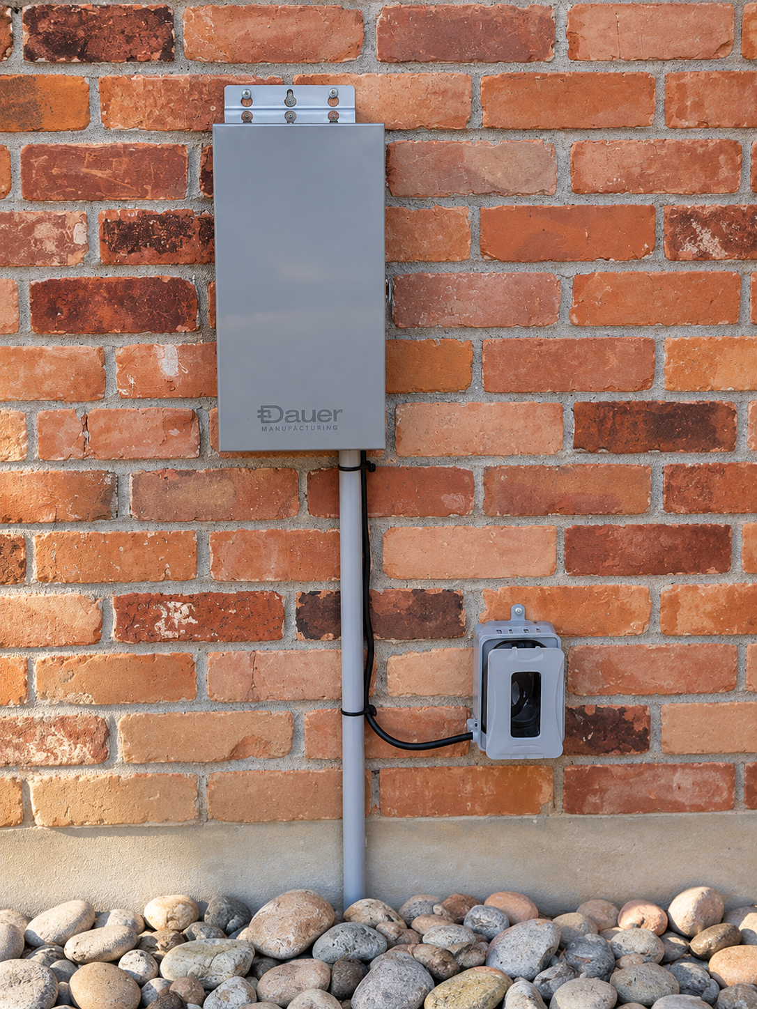 Low-voltage landscape lighting transformer and wire run showing voltage drop over distance